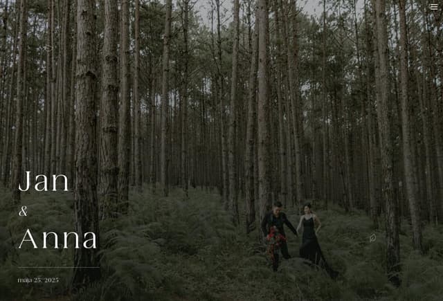 Leśny motyw strony ślubnej