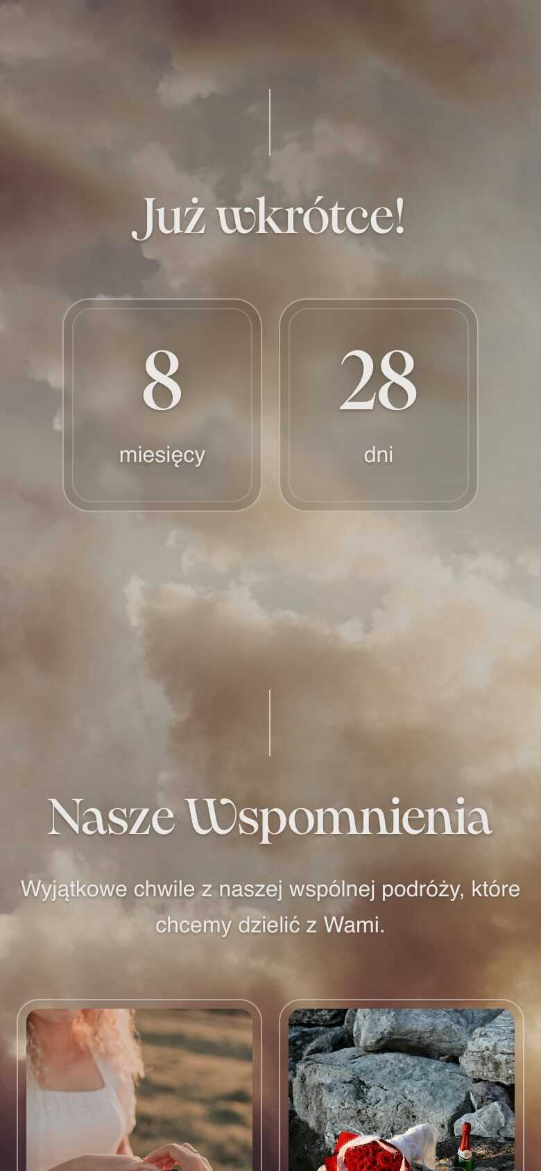Odliczanie do dnia ślubu na stronie ślubnej