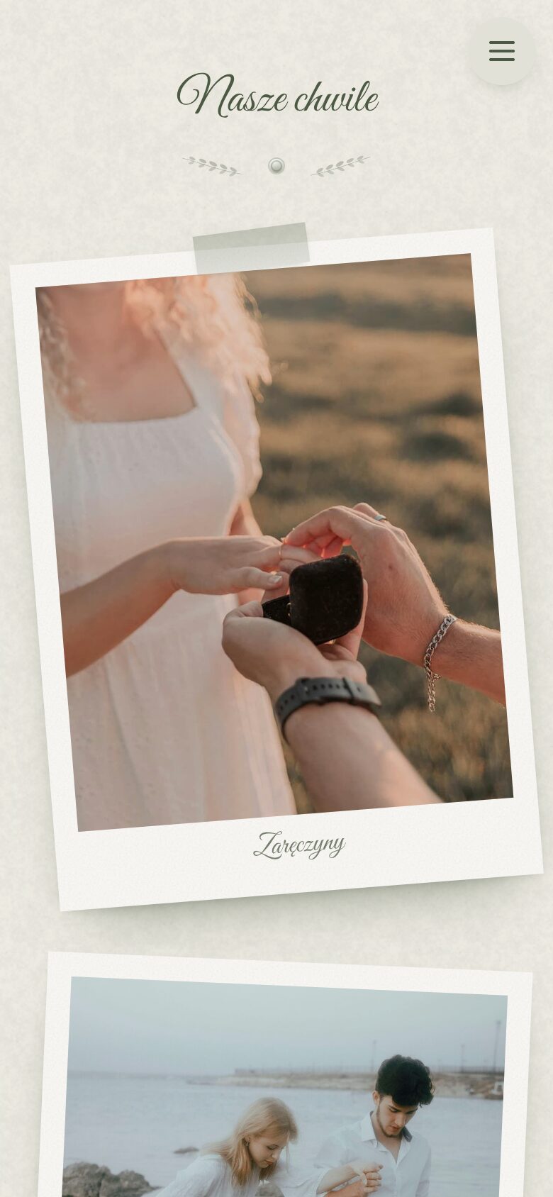 Galeria zdjęć na stronie ślubnej w stylu polaroidów